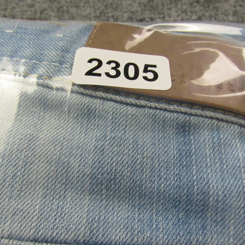 Centi-Meter Jeans Mens‎ 44x32 Light Wash Denim Jeans Embroidered Pockets